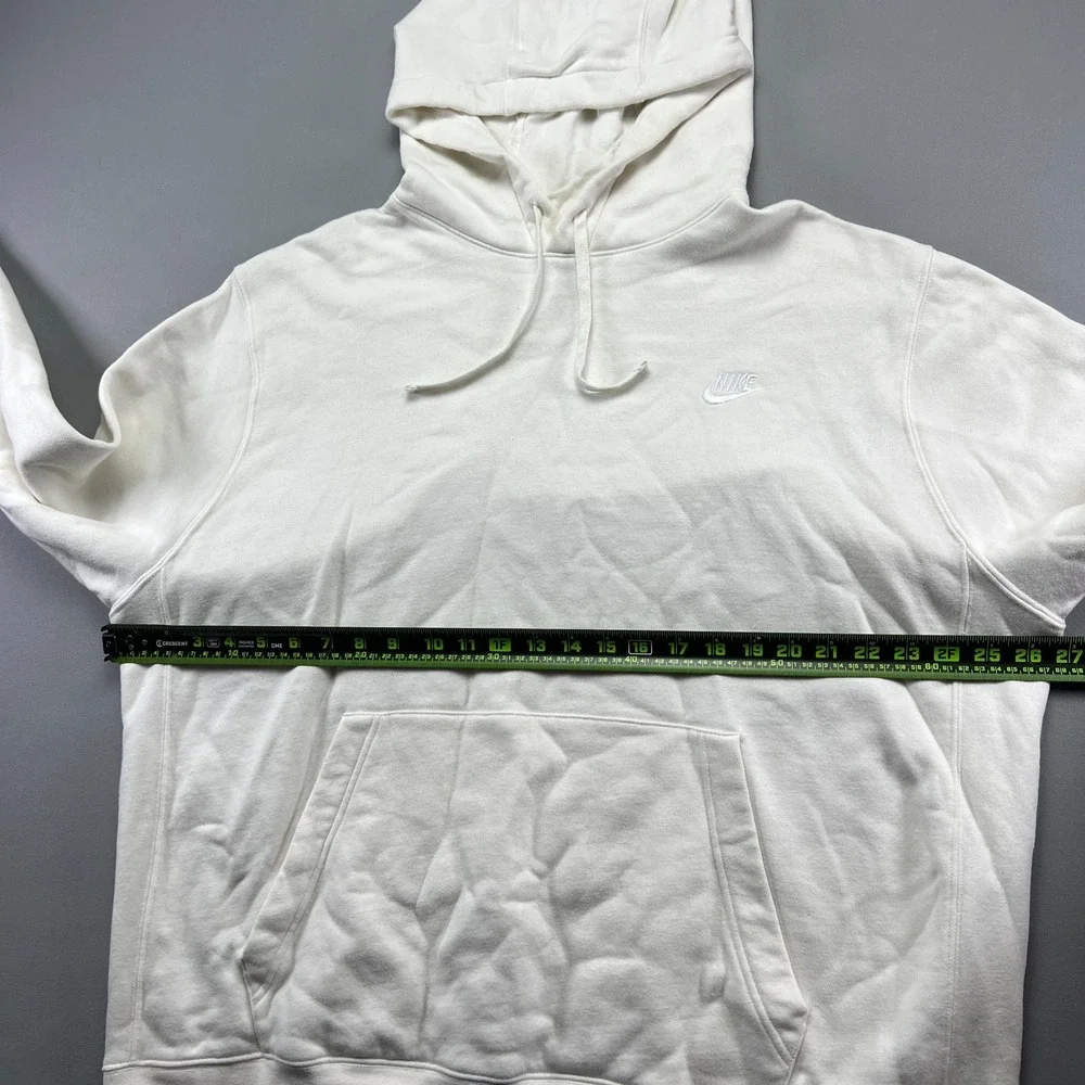 Nike Sportswear Club Fleece Hoodie Mens 2XL Beige Cotton Swoosh Logo Everyday